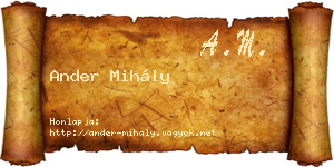 Ander Mihály névjegykártya