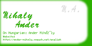 mihaly ander business card